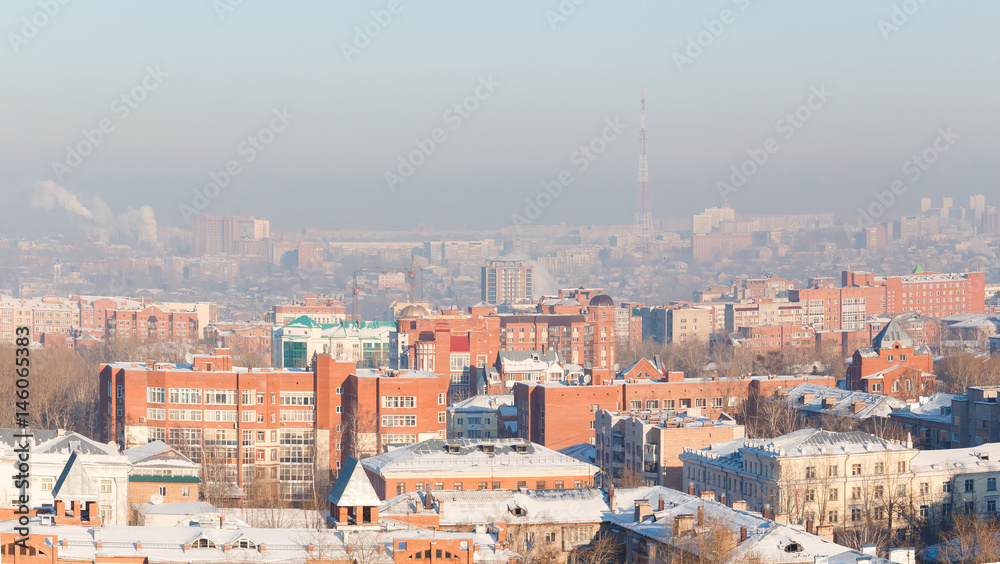 Obraz premium Tomsk, Russia - March 16, 2017: Panorama of the city of Tomsk