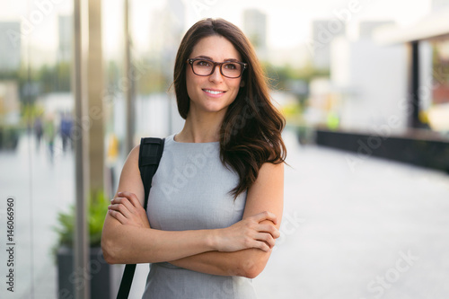 Headshot of a smart successful career woman, possibly business executive attorney lawyer accountant photo