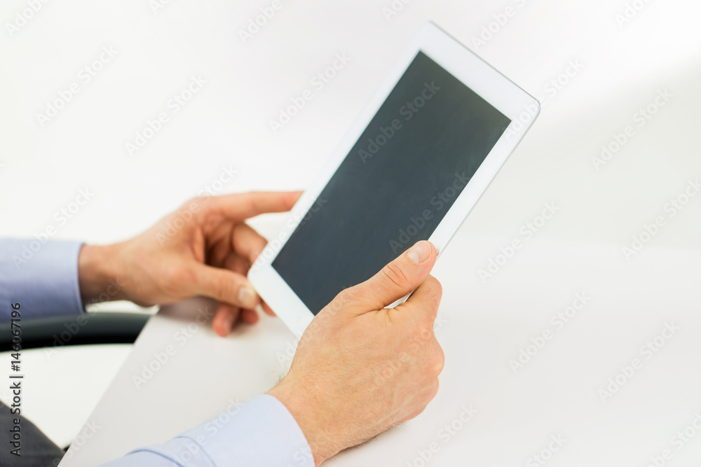 businessman hands with tablet pc at office businessman hands with tablet pc at office