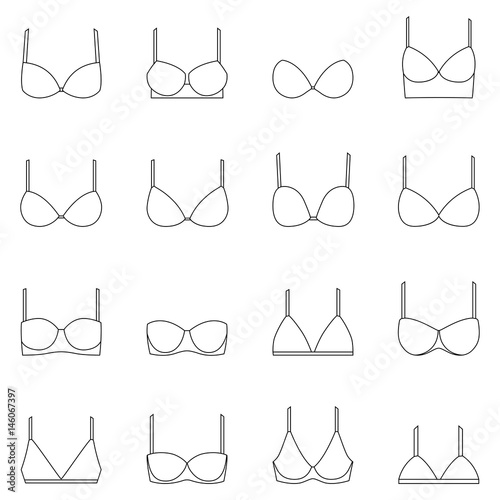 Set of bra icons, vector illustration