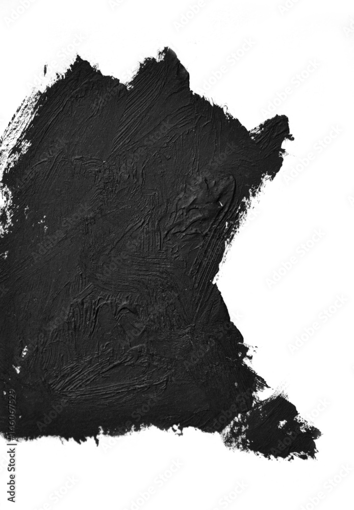 Obraz premium black brush strokes oil paints on white paper. Isolated on white background. Abstract creative background