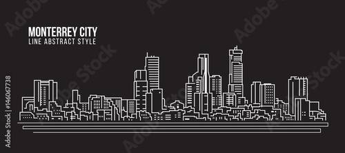Cityscape Building Line art Vector Illustration design - Monterrey city
