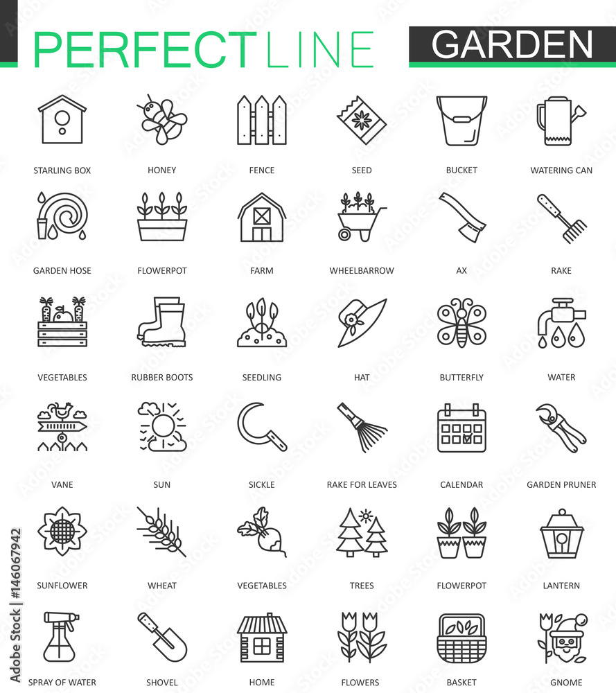 Gardening and flower thin lines web icons set. Outline stroke icon design. Gardening and flower thin lines web icons set. Outline stroke icon design.