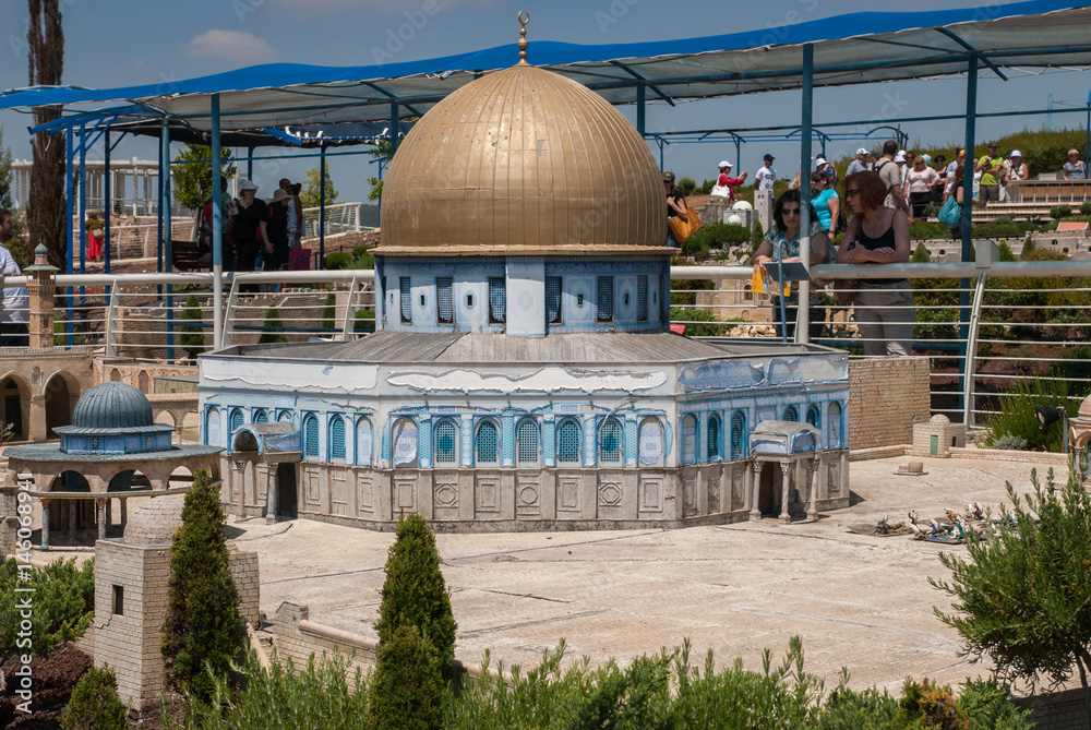 miniature of Al Aqsa Mosque  in Jerusalem, at Mini Israel - a miniature park located near Latrun