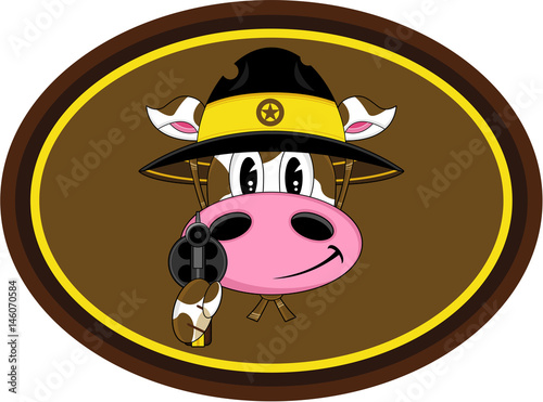 Cute Cartoon Wild West Cow Cowboy