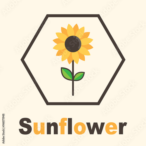 cartoon sunflower label