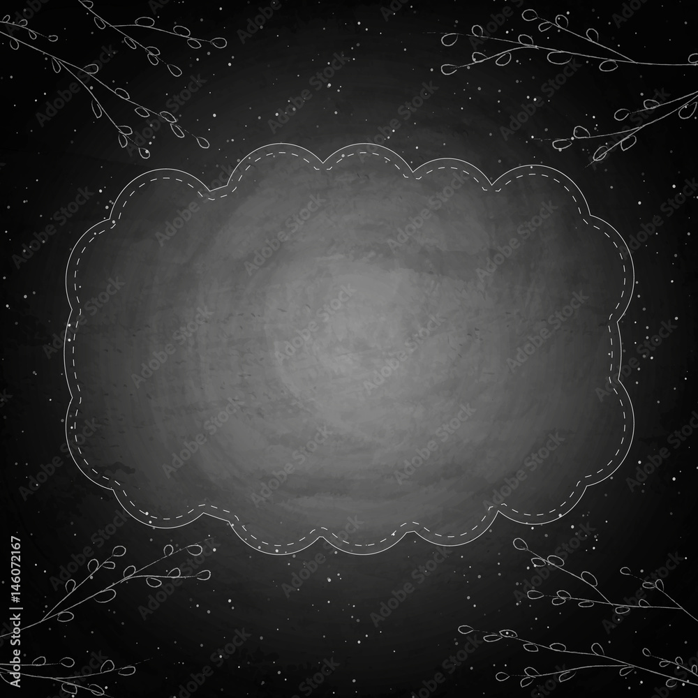 Chalkboard background with drawing plants Stock Vector | Adobe Stock