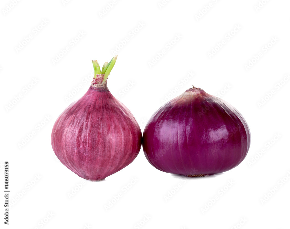 Fototapeta premium Red sliced onion isolated on white background