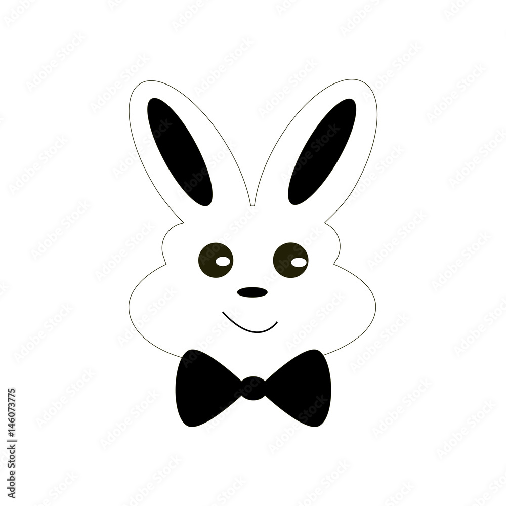 Cute Bunny black and White Stock Illustration | Adobe Stock