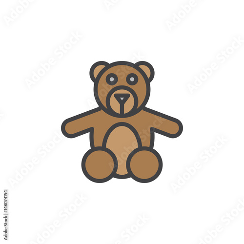 Teddy bear toy filled outline icon, line vector sign, linear colorful pictogram. Symbol, logo illustration. Pixel perfect