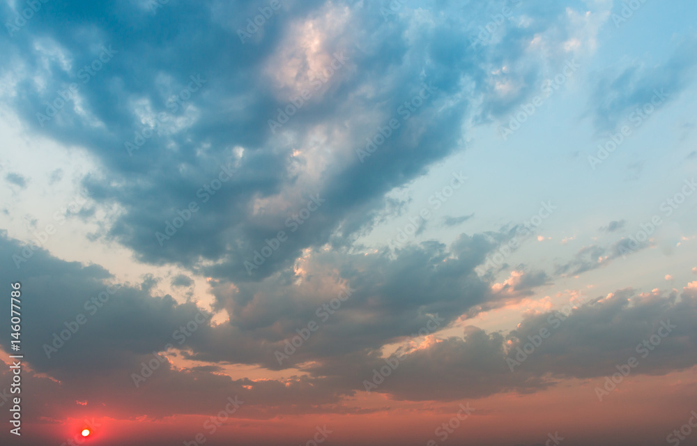 Fototapeta premium colorful dramatic sky with cloud at sunset