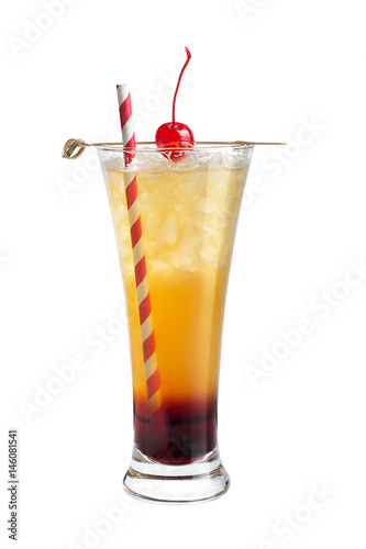 Wallpaper Mural Alcohol cocktail with a tube and maraschino cherry on a white background Torontodigital.ca