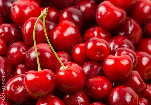 Cherry berries suumer fruit background close up