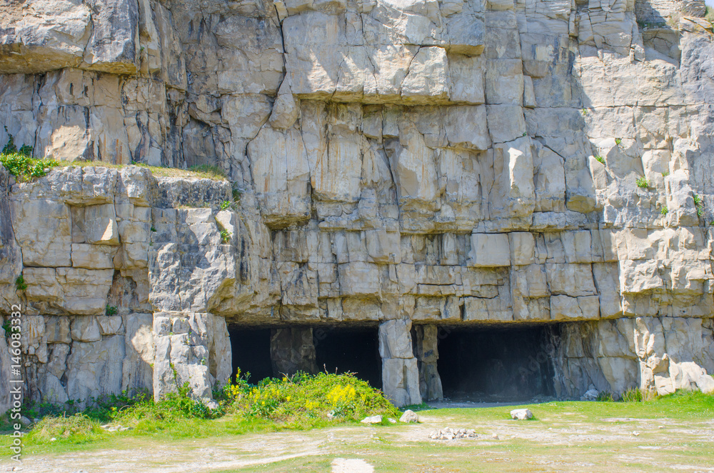 Disused Dorset Stone  Quarry cut into cliffs