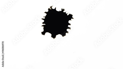 Ink Blot. Ink splashes. Drops. Bleeds. Spot. This video with alpha channel.  Can be used for logo or transition background.
