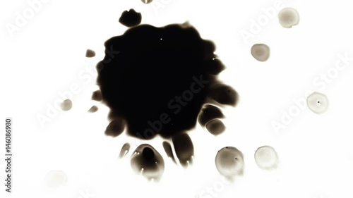 Ink Blot. Ink splashes. Drops. Bleeds. Spot. This video with alpha channel.  Can be used for logo or transition background.