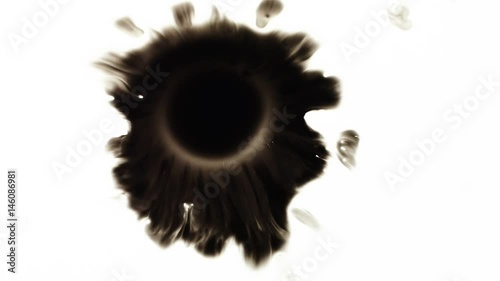 Ink Blot. Ink splashes. Drops. Bleeds. Spot. This video with alpha channel.  Can be used for logo or transition background.