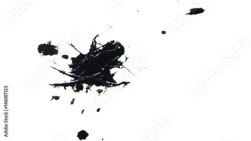 Ink Blot. Ink splashes. Drops. Bleeds. Spot. This video with alpha channel.  Can be used for logo or transition background.