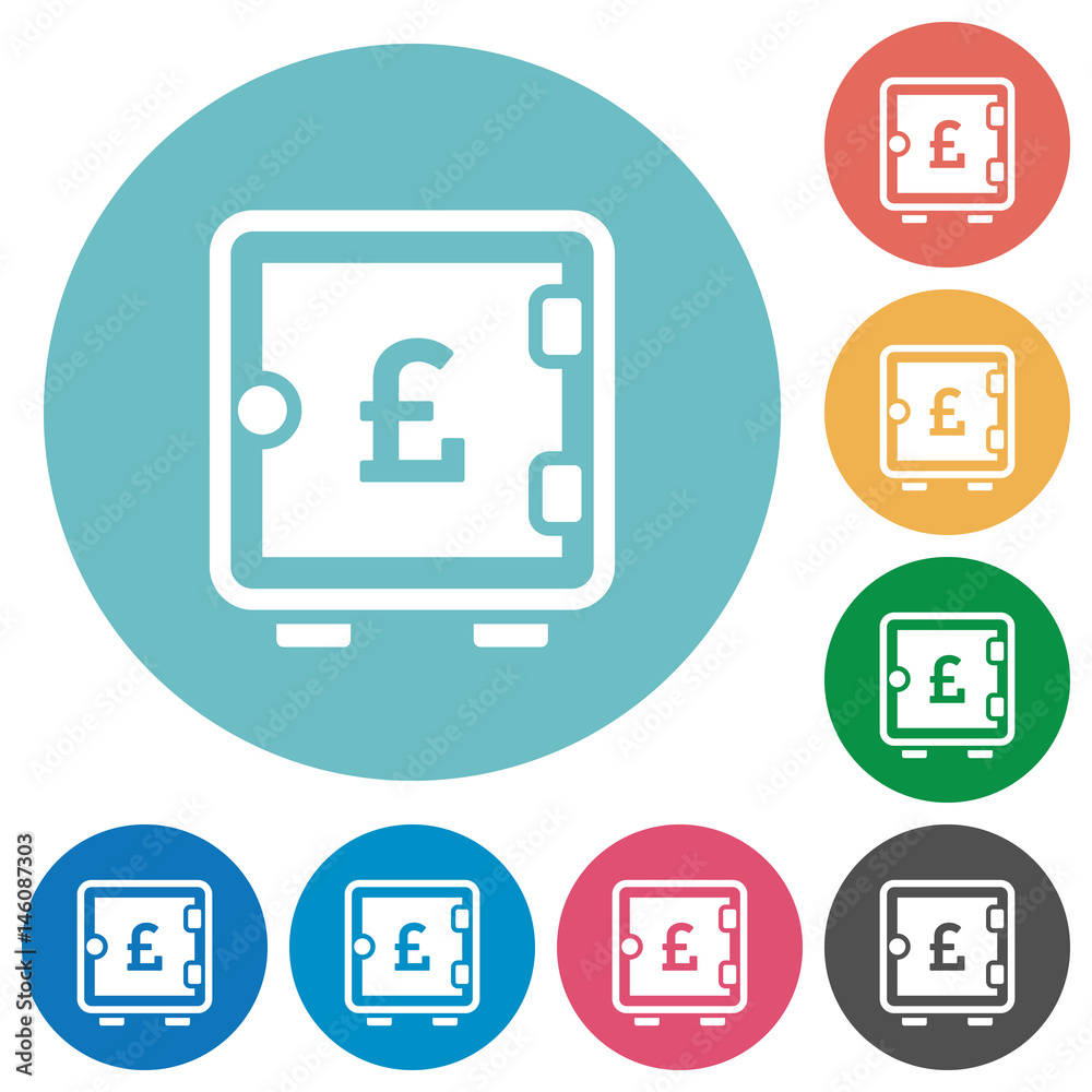 Pound strong box flat round icons Pound strong box flat round icons