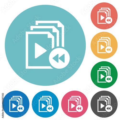 Playlist fast backward flat round icons