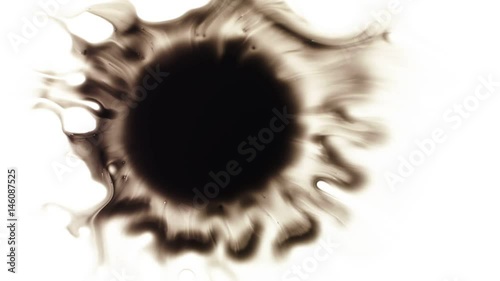Ink Blot. Ink splashes. Drops. Bleeds. Spot. This video with alpha channel.  Can be used for logo or transition background.