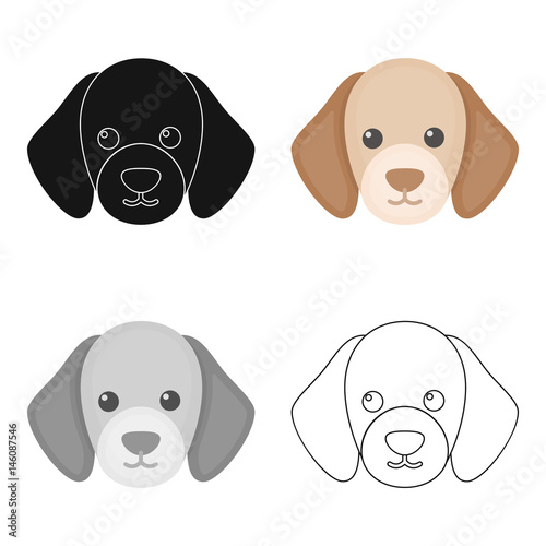 Dog muzzle vector icon in cartoon style for web