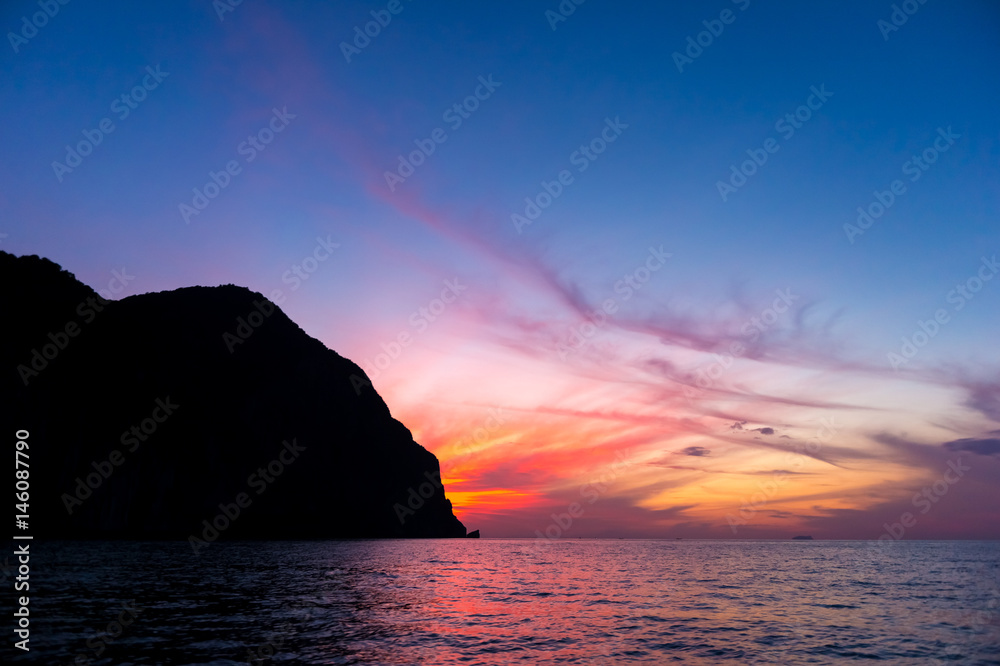 twilight sky and silhouette island