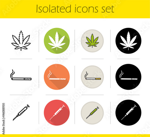 Bad habits icons set