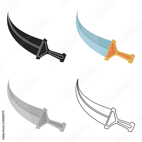 Khanjar icon in cartoon style isolated on white background. Arab Emirates symbol stock vector illustration.