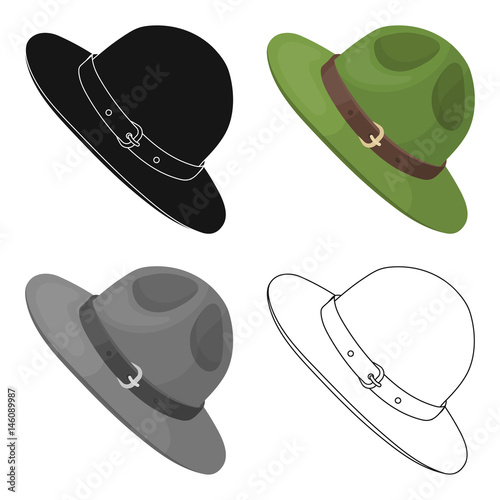 Green hat of a Canadian ranger. Canada single icon in cartoon style vector symbol stock illustration web.