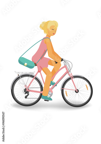 cycling woman in pink