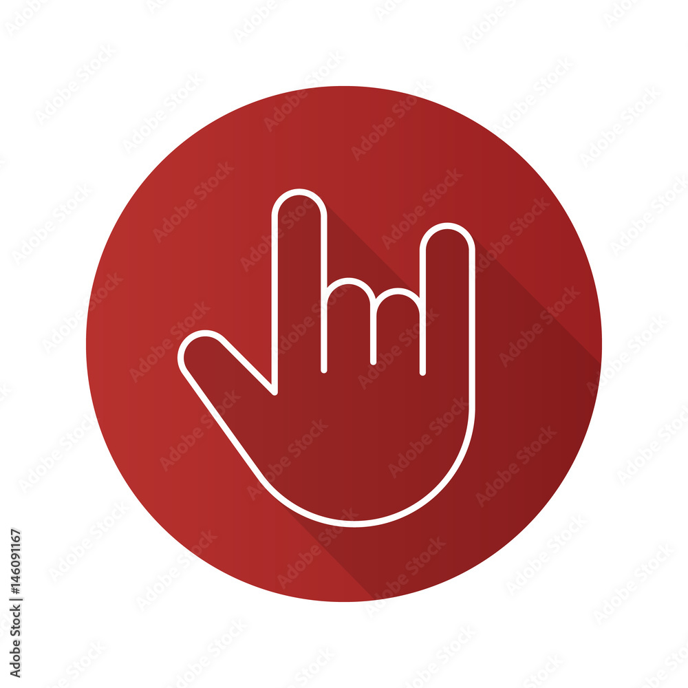 Heavy metal gesture. Flat linear long shadow icon Heavy metal gesture. Flat linear long shadow icon