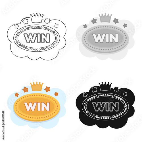 Emblem of the winner in the casino in the form of a cloud with the stars.Kasino single icon in cartoon style vector symbol stock illustration.