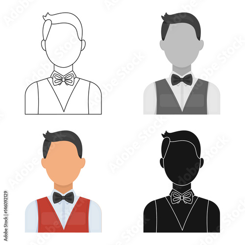The man in a suit. The croupier, the person who follows the game in the casino.Kasino single icon in cartoon style vector symbol stock illustration.