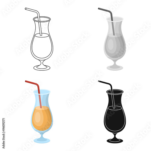A cocktail in a glass with a straw. Drink for playing in the casino.Kasino single icon in cartoon style vector symbol stock illustration.
