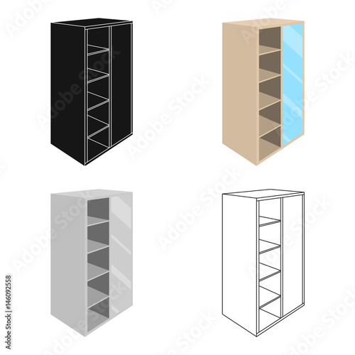 Light Cabinet with bins and mirror.Wardrobe for women's clothing.Bedroom furniture single icon in cartoon style vector symbol stock illustration.