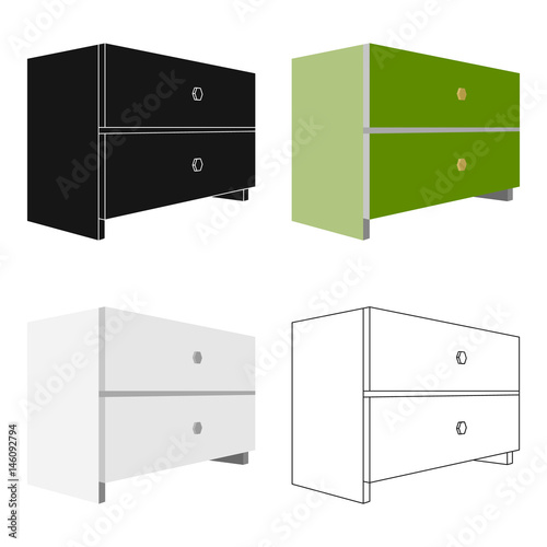 White bedside table with two drawers.Room accessories for all sorts of things.Bedroom furniture single icon in cartoon style vector symbol stock illustration.