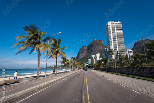 Avenue With Scenic Landscape Along Sao Conrado Beach in Rio de Janeiro, Brazil © Donatas Dabravolskas