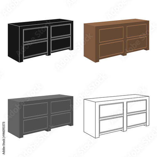 Brown bedside table with drawers.Nightstand next to the bed.Bedroom furniture single icon in cartoon style vector symbol stock illustration.
