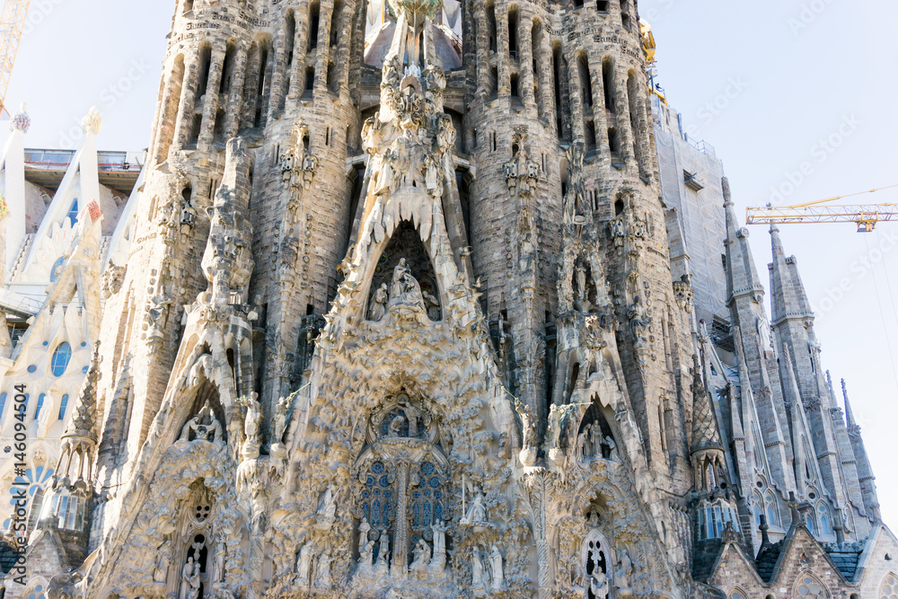 BARCELONA SPAIN - February 9, 2017: Sagrada Familia in Barcelona, is the capital city of the autonomous community of Catalonia in the Kingdom of Spain,February 9, 2017 in Barcelona Spain.