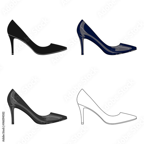 Black womens highheeled shoes exit in a dress.Different shoes single icon in cartoon style vector symbol stock illustration.