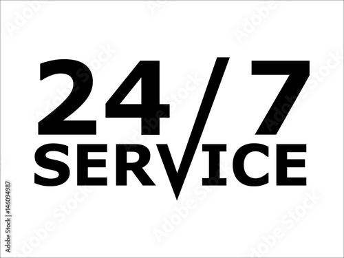 Seven days a week Round the clock service advert Simple black and white Design photo