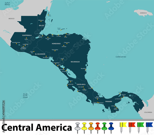 Canvas Print Map of Central America