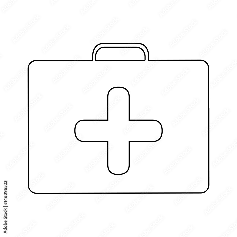 Obraz premium silhouette with first aid kit with cross shape inside vector illustration