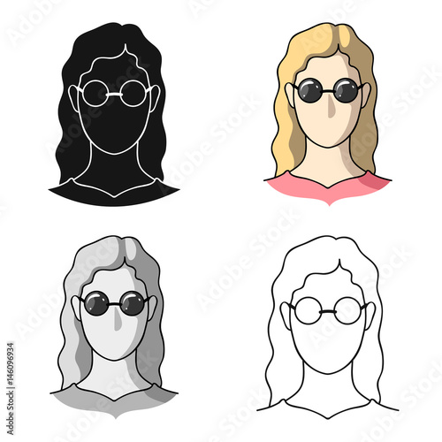 A woman with blond hair with glasses.A blind woman because of diabetes.Diabetes single icon in cartoon style vector symbol stock illustration.