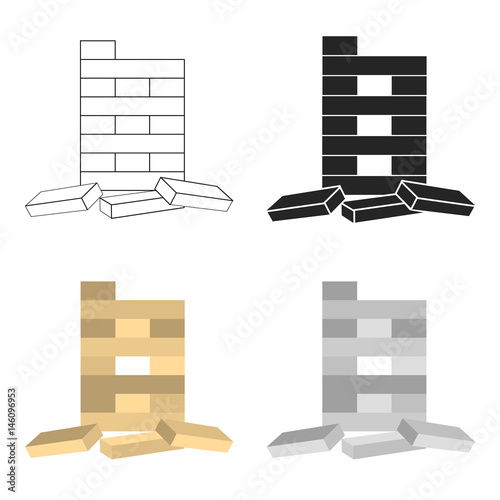 Jenga icon in cartoon style isolated on white background. Board games symbol stock vector illustration.