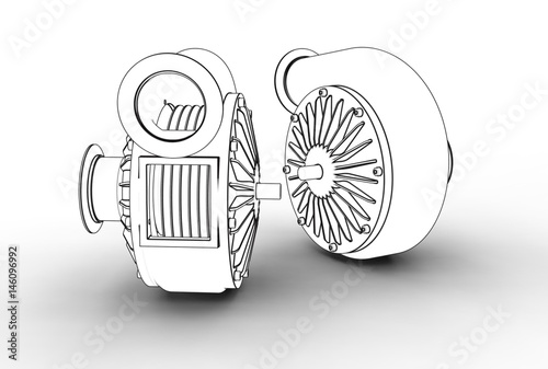 3D illustration of turbo pump photo