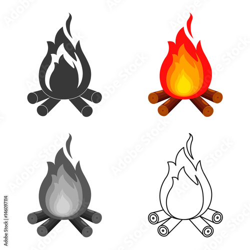 Campfire with firewood icon of vector illustration for web and mobile