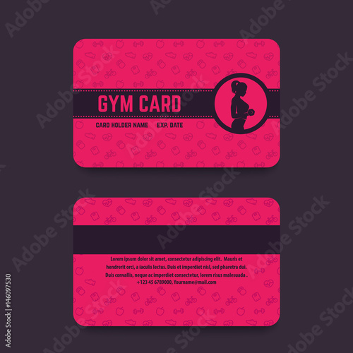 fitness club, gym card template, vector illustration