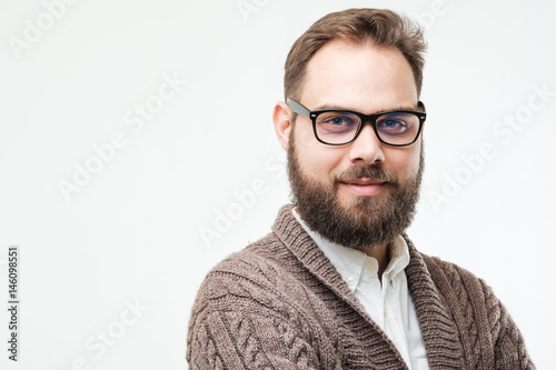 Closeup portrait of man with beard